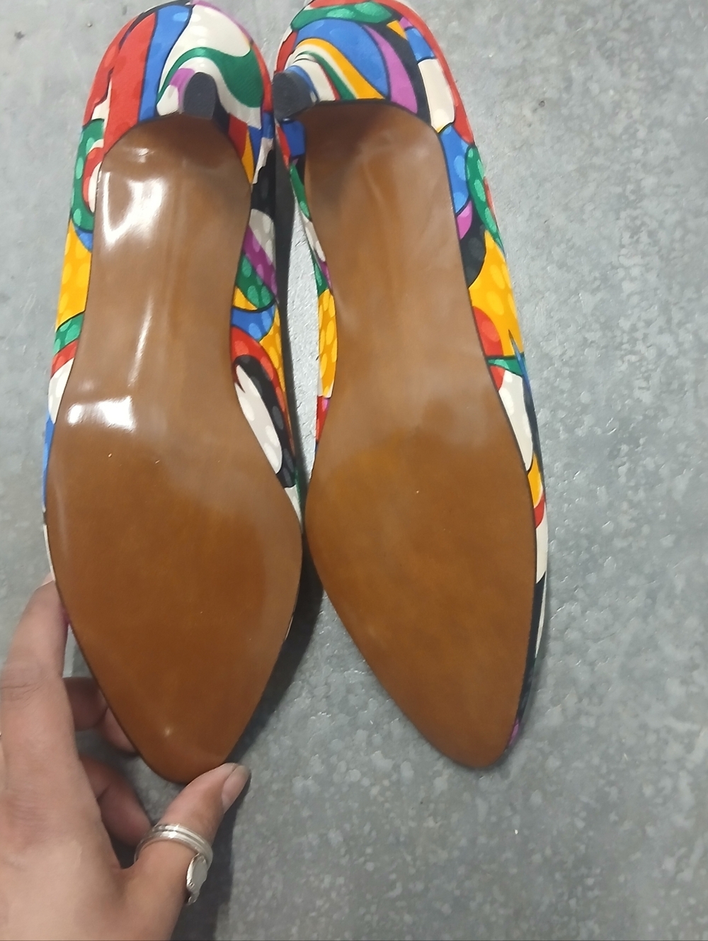 NWT Vintage Life Stride Geometric Print Kitten Heel Pumps Size 8.5 - Picture 7 of 12